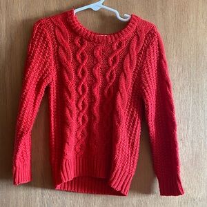 Cozy Red Cable Knit Kids Sweater